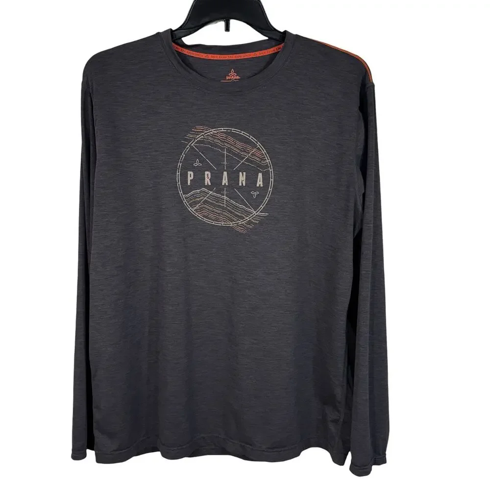 PrAna Mens X-Large Shirt Lightweight Quick-Dry Long Sleeve Stretch Crew Neck UPF
